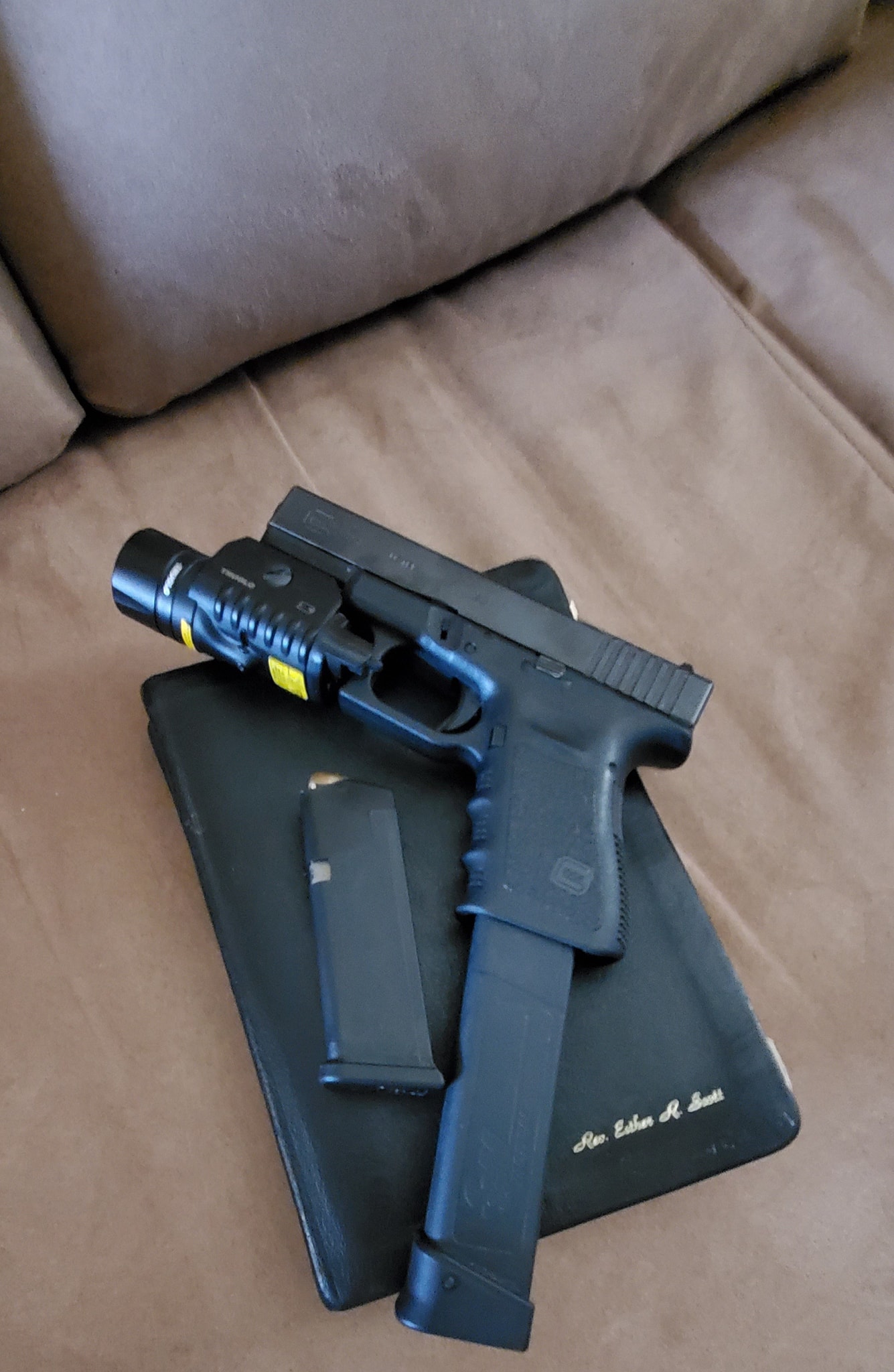 Shooting range with my son. Glock!