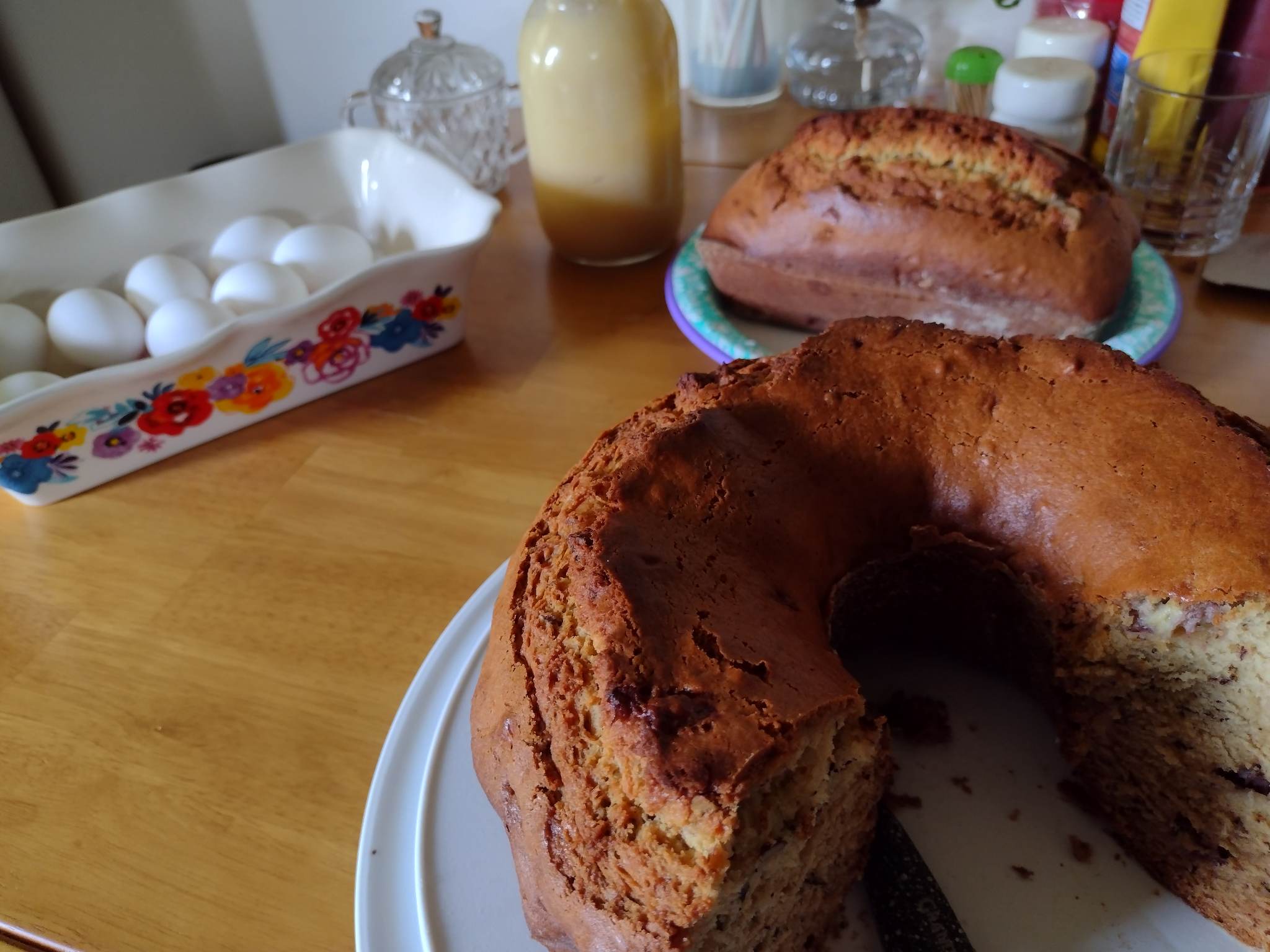 My banana nut cake with my own butter & evap milk